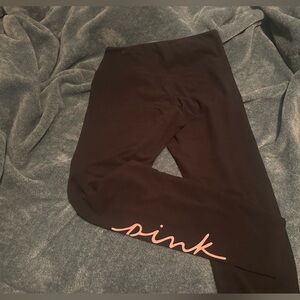 PINK Victoria's Secret Leggings - Black with Pink Script